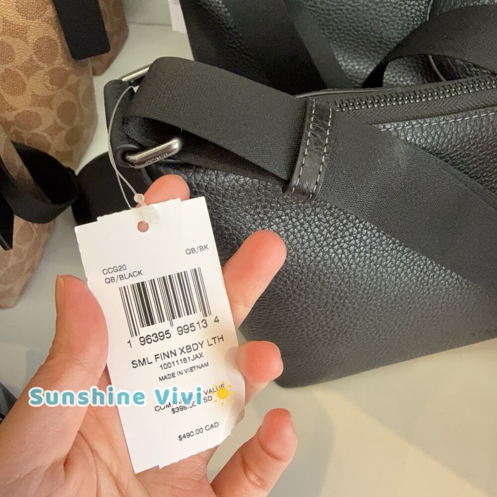 NWT Coach men's Small Finn Crossbody Bag Pouch CCG20 Black Soft pebble leather - Picture 5 of 7